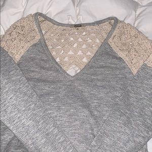 Crocheted gray, and tan legging sweater!